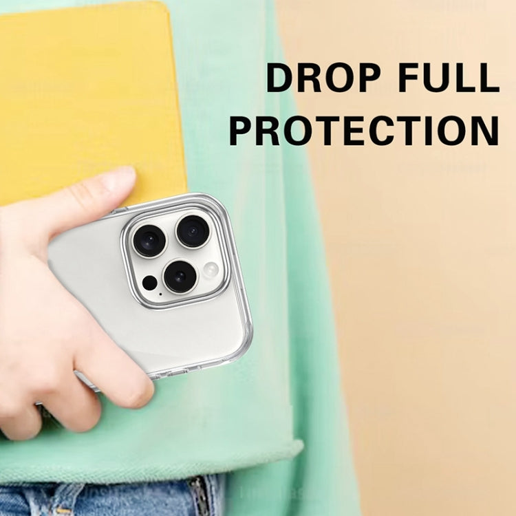 For iPhone 16 Pro Max Metal Buttons PC Hybrid TPU Phone Case - Transparent