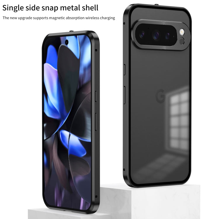 For Google Pixel 9 / 9 Pro Snap Buckle Metal Frame Frosted Phone Case