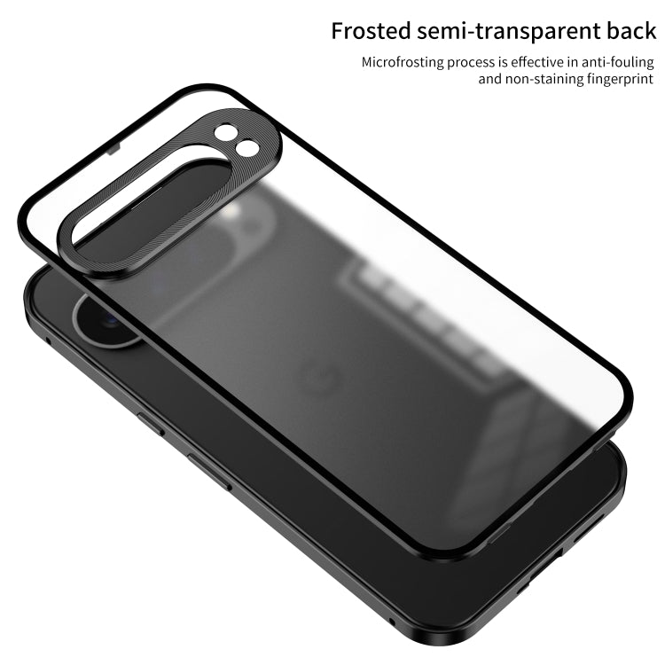 For Google Pixel 9 / 9 Pro Snap Buckle Metal Frame Frosted Phone Case