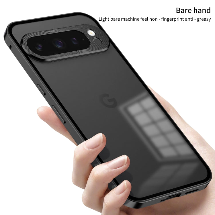 For Google Pixel 9 / 9 Pro Snap Buckle Metal Frame Frosted Phone Case