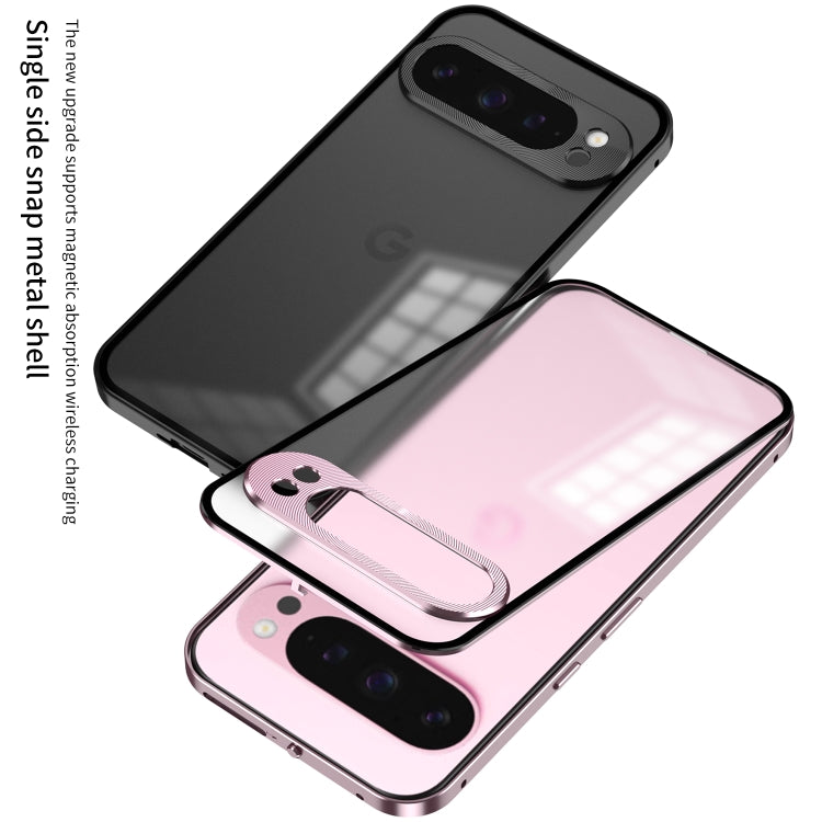 For Google Pixel 9 / 9 Pro Snap Buckle Metal Frame Frosted Phone Case