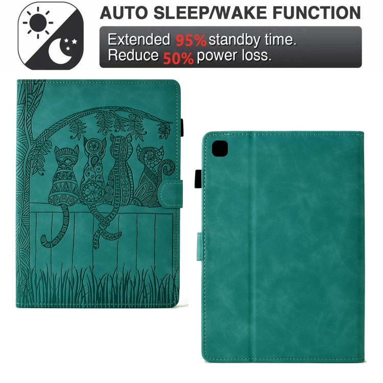 For iPad 2025 / 2022 Cats Embossed Leather Smart Tablet Case