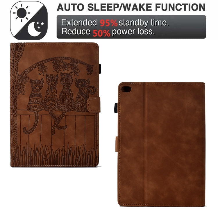For iPad Pro 9.7 / 9.7 2018 / 2017 Cats Embossed Leather Smart Tablet Case
