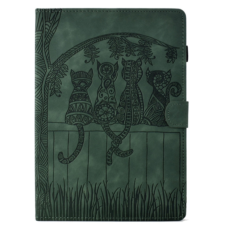 For Samsung Galaxy Tab A11 / A9 Cats Embossed Leather Tablet Case