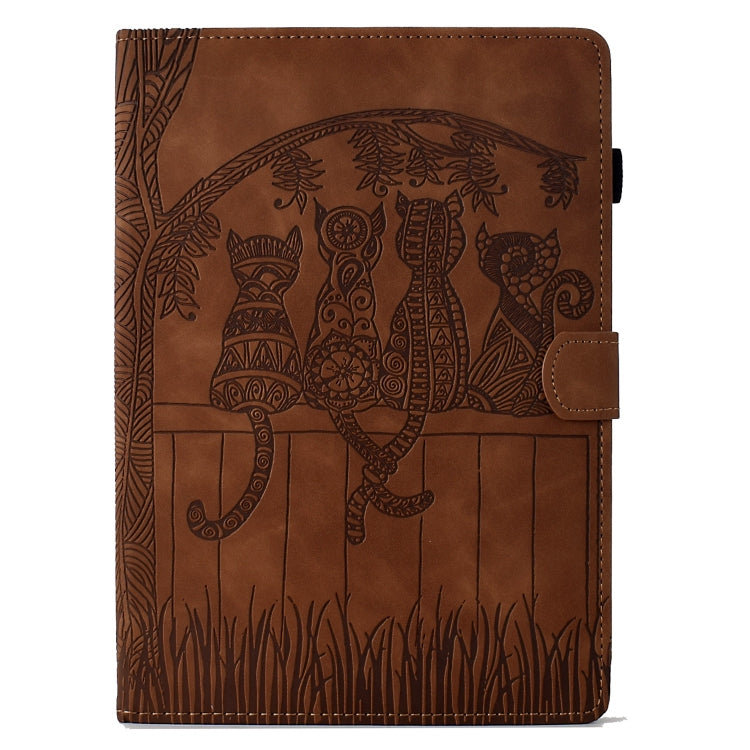 For Samsung Galaxy Tab A11 / A9 Cats Embossed Leather Tablet Case