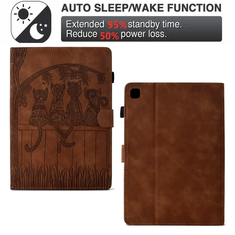 For Samsung Galaxy Tab S6 Lite P610 Cats Embossed Leather Smart Tablet Case