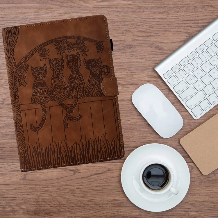 For Samsung Galaxy Tab A7 2020 T500 Cats Embossed Leather Smart Tablet Case