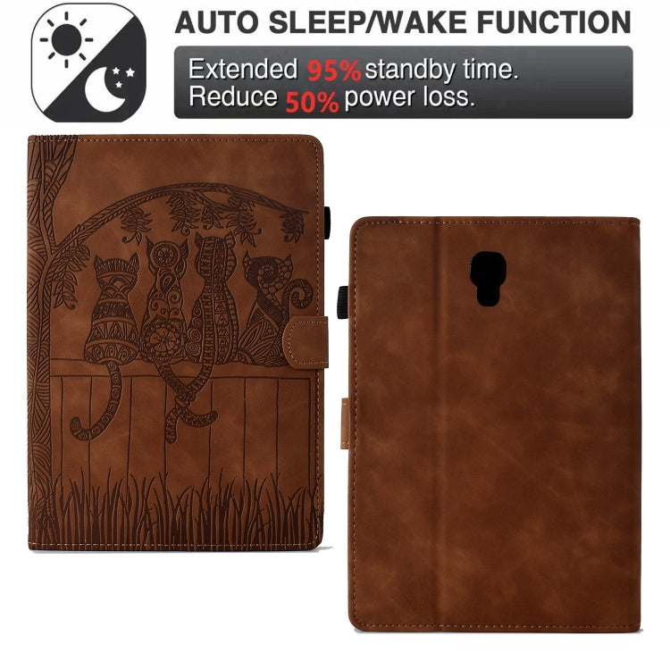 For Samsung Galaxy Tab A 10.5 T590 Cats Embossed Leather Smart Tablet Case