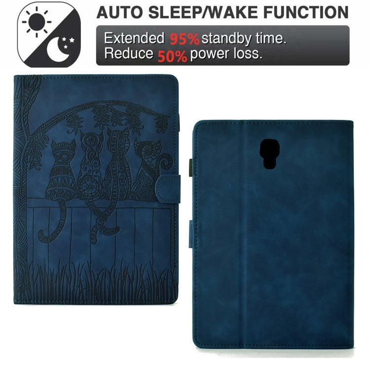 For Samsung Galaxy Tab A 10.5 T590 Cats Embossed Leather Smart Tablet Case