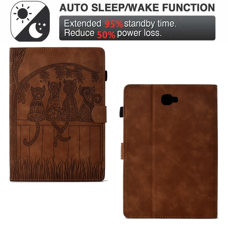 For Samsung Galaxy Tab A 10.1 2016 T580 Cats Embossed Leather Smart Tablet Case