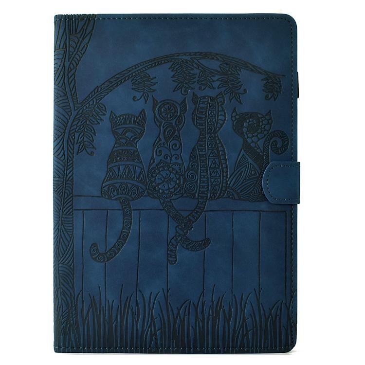 For Samsung Galaxy Tab S10 FE+ Cats Embossed Leather Smart Tablet Case
