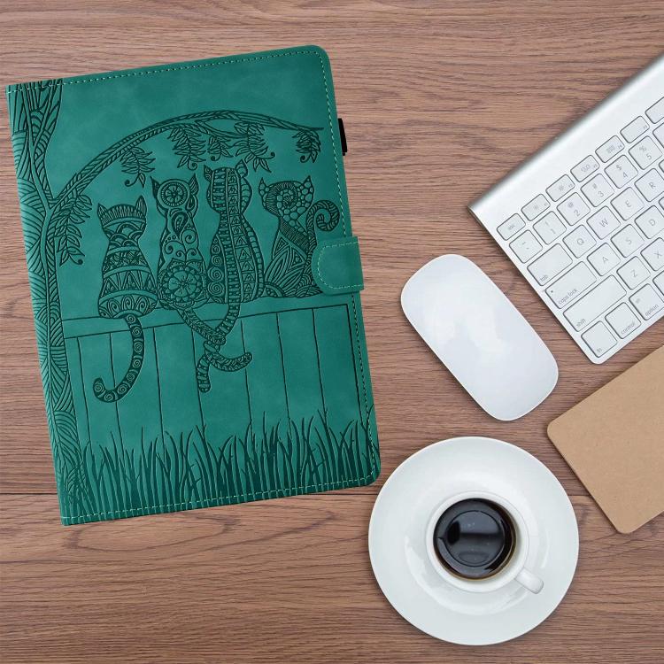For Samsung Galaxy Tab S11 Cats Embossed Leather Smart Tablet Case