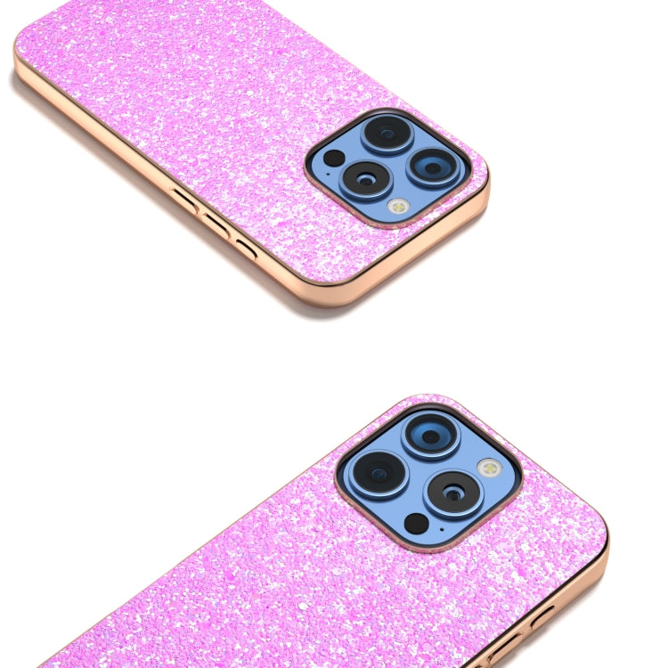 For iPhone 16 Pro Max Electroplating Frame Colorful Glitter Phone Case