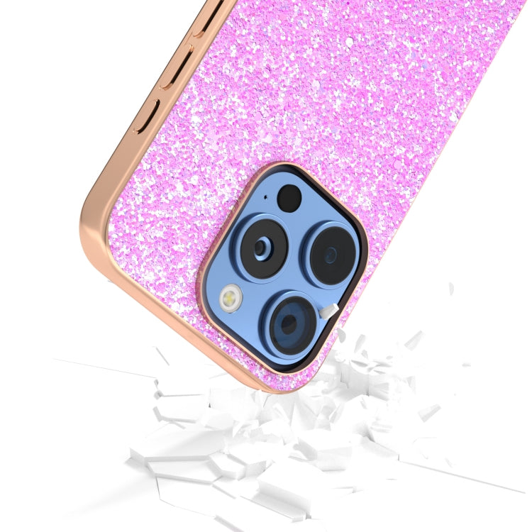 For iPhone 16 Pro Max Electroplating Frame Colorful Glitter Phone Case
