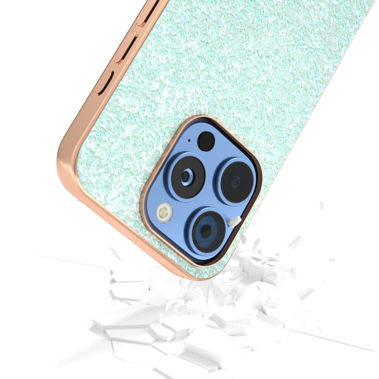 For iPhone 16 Pro Max Electroplating Frame Colorful Glitter Phone Case