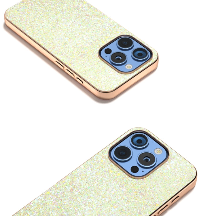 For iPhone 16 Pro Max Electroplating Frame Colorful Glitter Phone Case