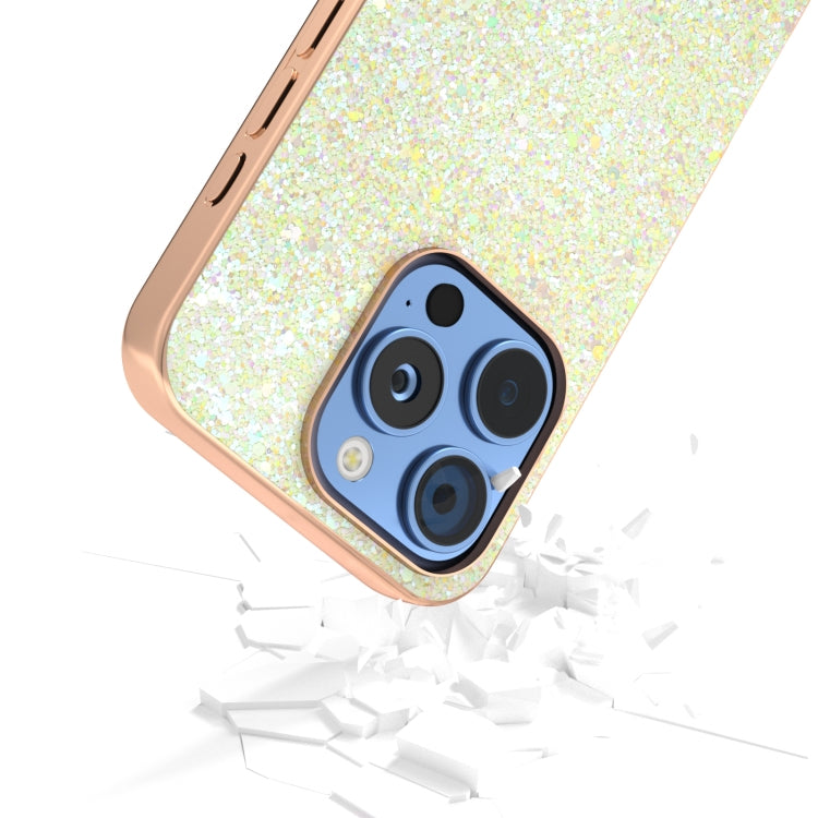 For iPhone 16 Pro Max Electroplating Frame Colorful Glitter Phone Case