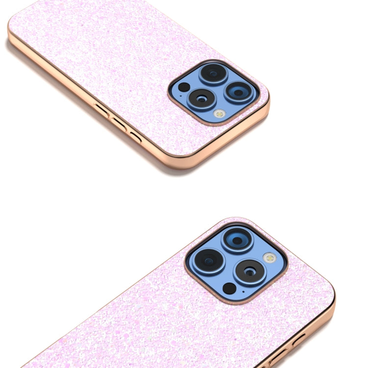 For iPhone 16 Pro Max Electroplating Frame Colorful Glitter Phone Case