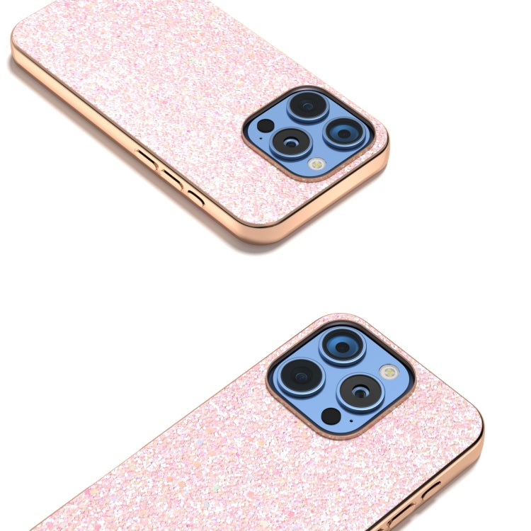 For iPhone 16 Pro Max Electroplating Frame Colorful Glitter Phone Case