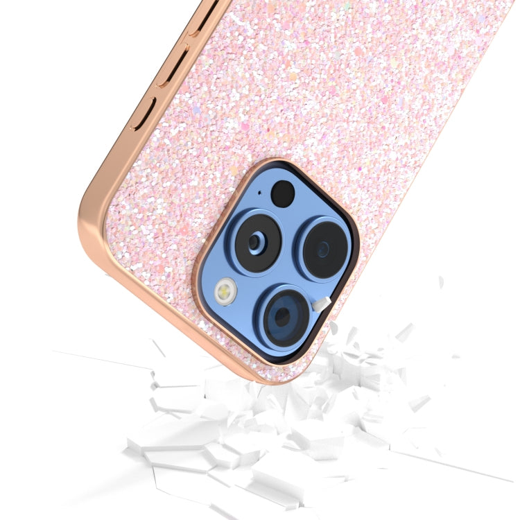 For iPhone 16 Pro Max Electroplating Frame Colorful Glitter Phone Case