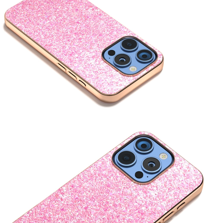 For iPhone 16 Pro Max Electroplating Frame Colorful Glitter Phone Case