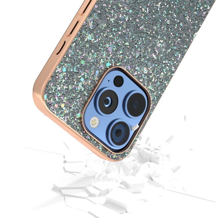 For iPhone 16 Pro Max Electroplating Frame Colorful Glitter Phone Case