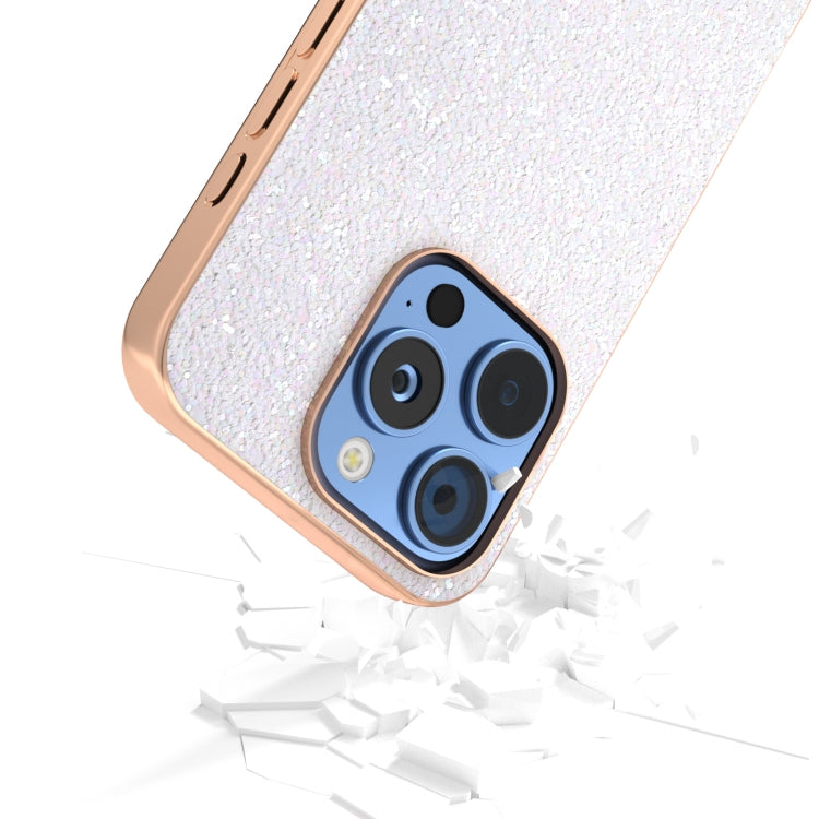 For iPhone 16 Pro Max Electroplating Frame Colorful Glitter Phone Case