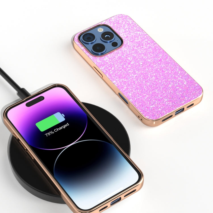 For iPhone 16 Pro Electroplating Frame Colorful Glitter Phone Case