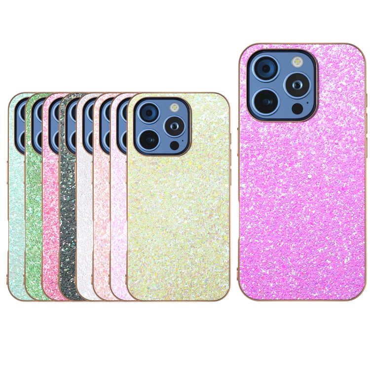 For iPhone 16 Pro Electroplating Frame Colorful Glitter Phone Case
