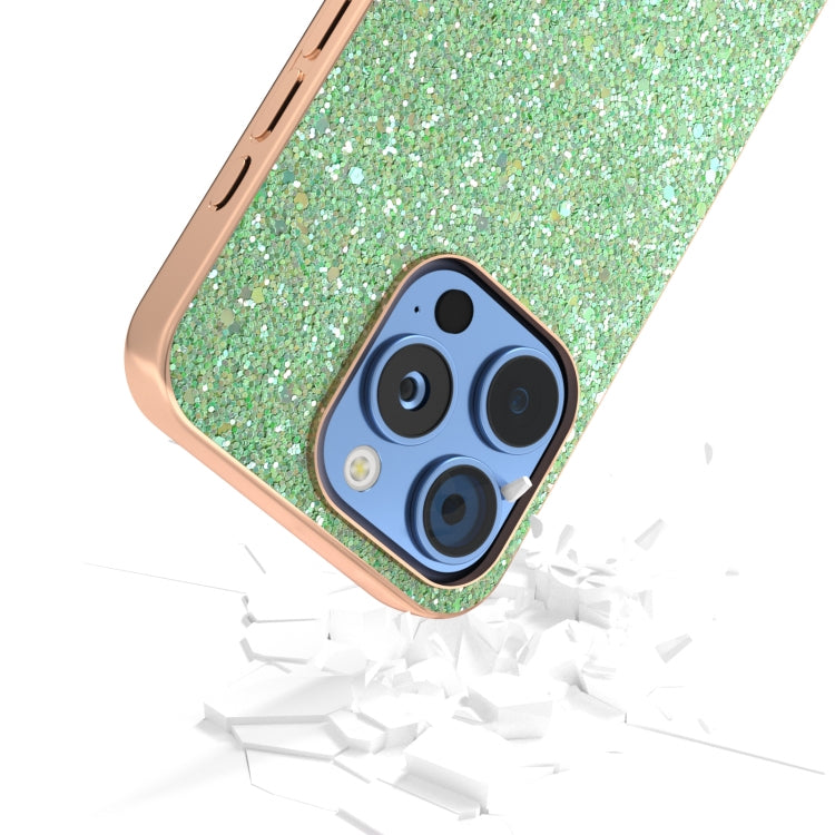 For iPhone 16 Pro Electroplating Frame Colorful Glitter Phone Case