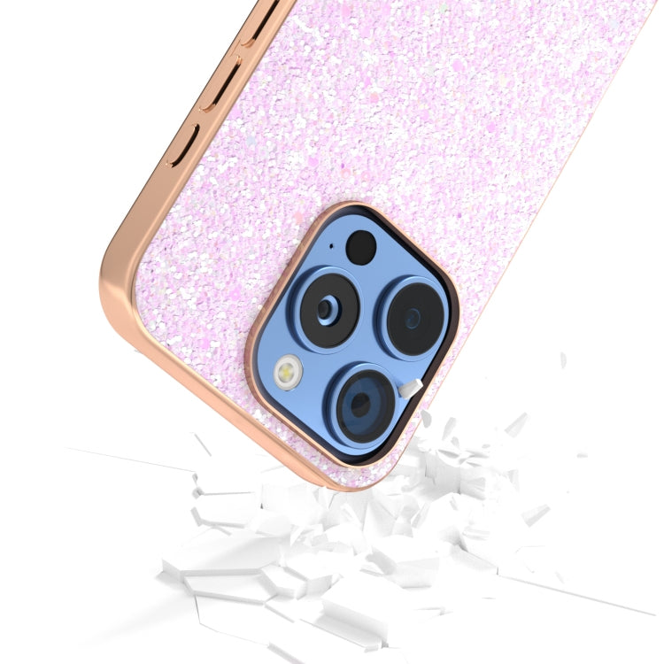 For iPhone 16 Pro Electroplating Frame Colorful Glitter Phone Case