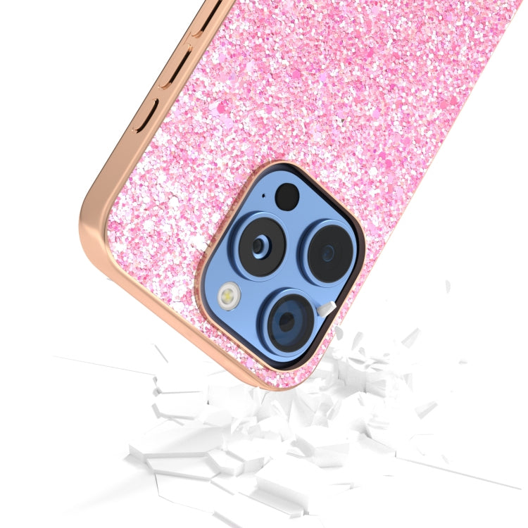 For iPhone 16 Pro Electroplating Frame Colorful Glitter Phone Case