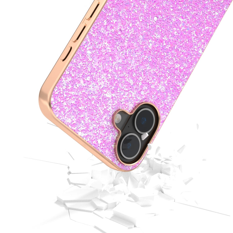 For iPhone 16 Plus Electroplating Frame Colorful Glitter Phone Case