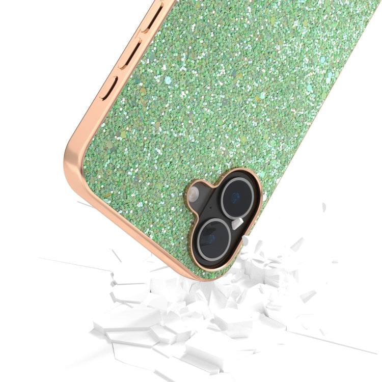 For iPhone 16 Plus Electroplating Frame Colorful Glitter Phone Case