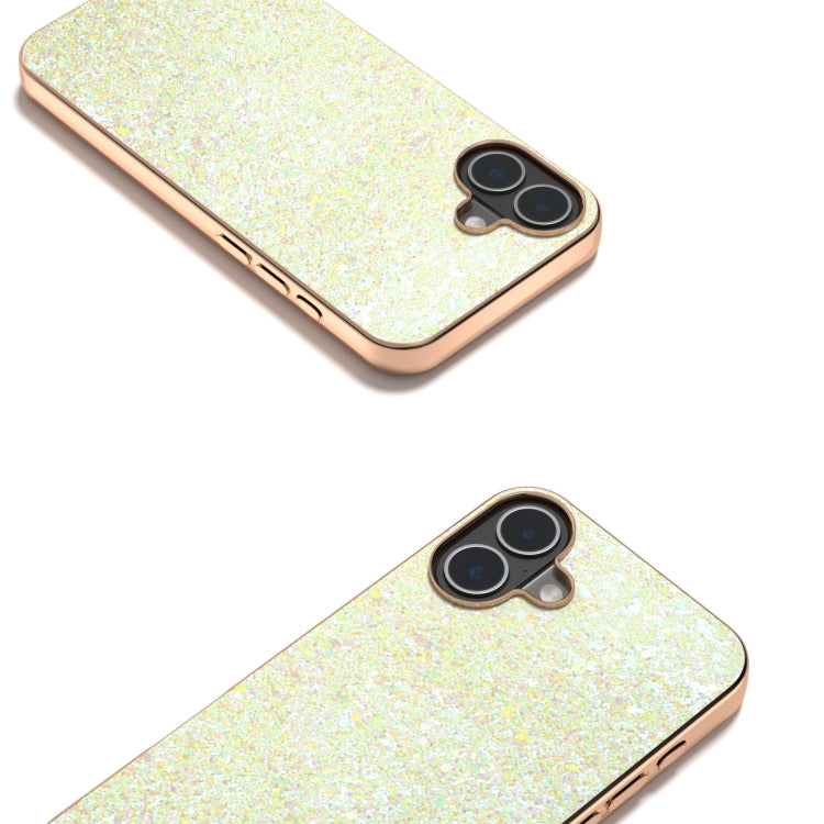 For iPhone 16 Plus Electroplating Frame Colorful Glitter Phone Case