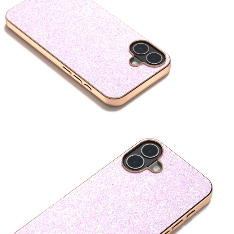 For iPhone 16 Plus Electroplating Frame Colorful Glitter Phone Case