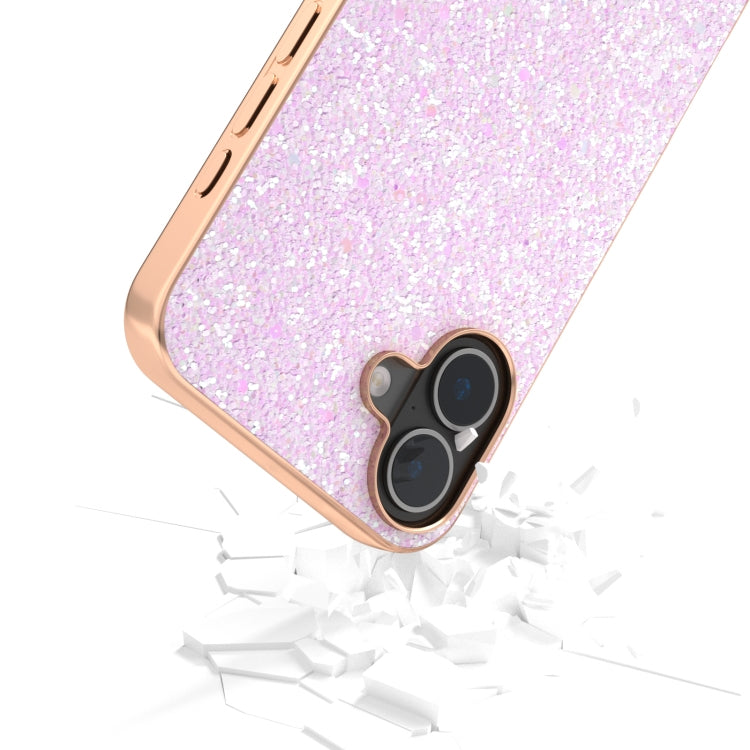 For iPhone 16 Plus Electroplating Frame Colorful Glitter Phone Case