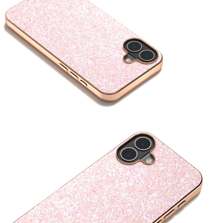 For iPhone 16 Plus Electroplating Frame Colorful Glitter Phone Case
