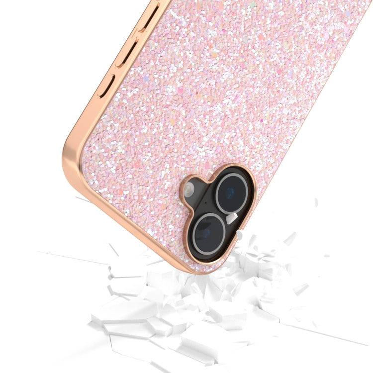 For iPhone 16 Plus Electroplating Frame Colorful Glitter Phone Case