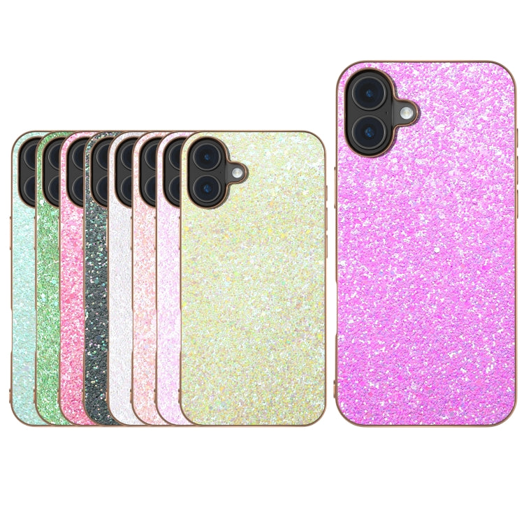 For iPhone 16 Plus Electroplating Frame Colorful Glitter Phone Case
