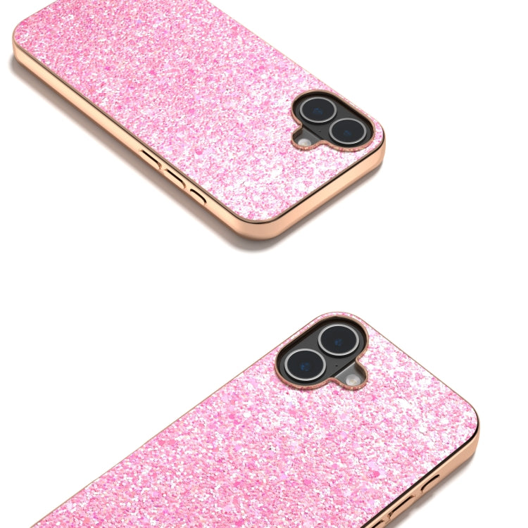 For iPhone 16 Plus Electroplating Frame Colorful Glitter Phone Case
