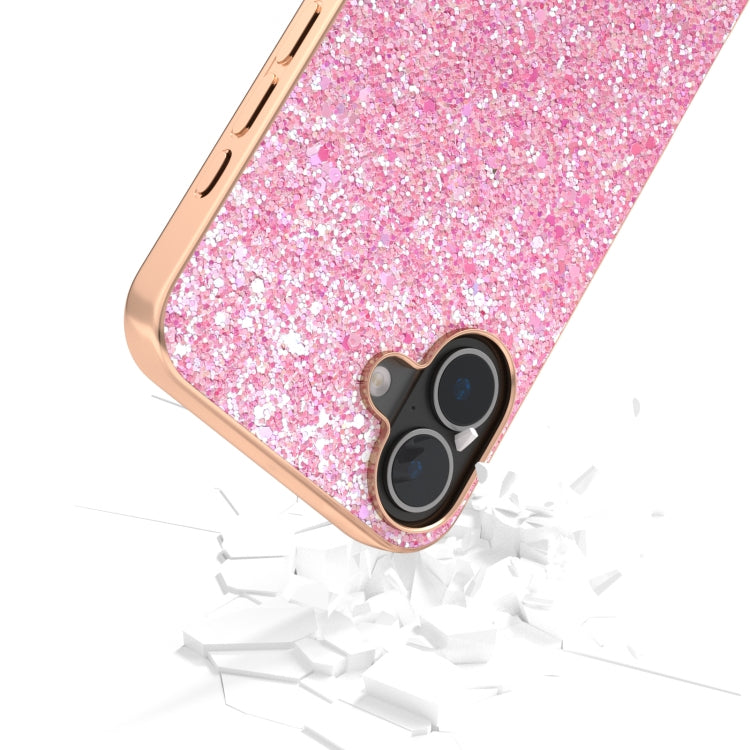 For iPhone 16 Plus Electroplating Frame Colorful Glitter Phone Case