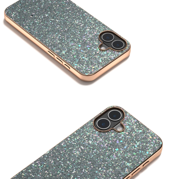 For iPhone 16 Plus Electroplating Frame Colorful Glitter Phone Case