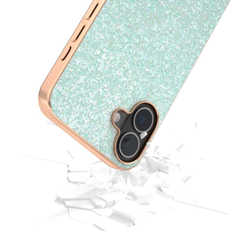 For iPhone 16 Electroplating Frame Colorful Glitter Phone Case