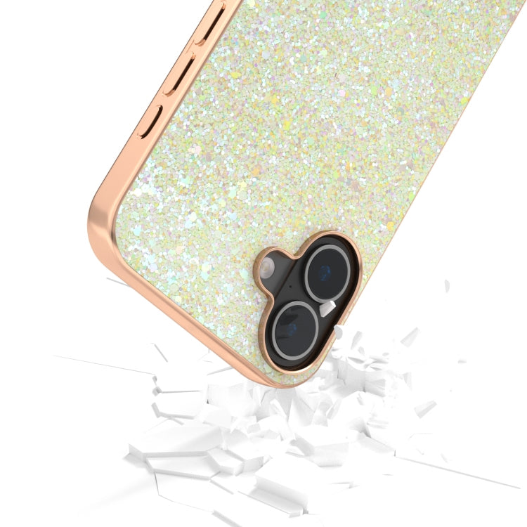 For iPhone 16 Electroplating Frame Colorful Glitter Phone Case