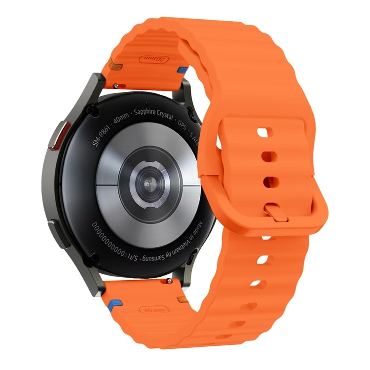 20mm Wave Pattern Stitched Silicone Watch Band