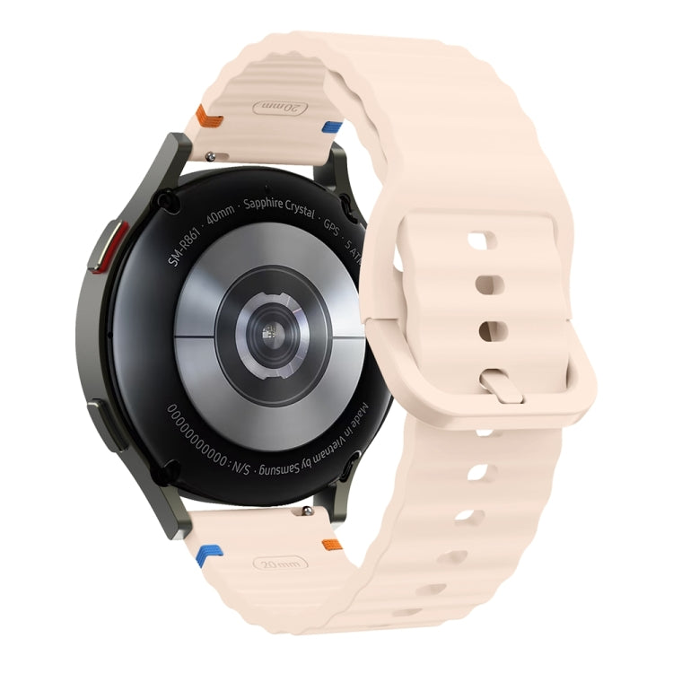 20mm Wave Pattern Stitched Silicone Watch Band