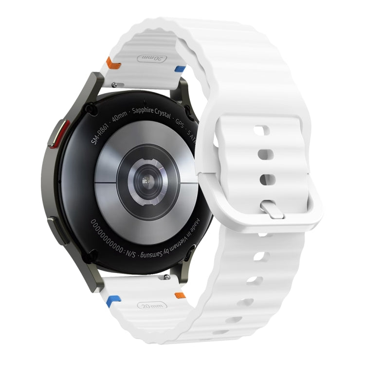 20mm Wave Pattern Stitched Silicone Watch Band