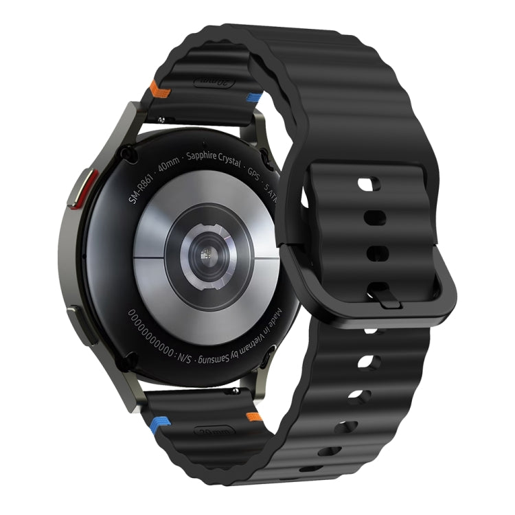 20mm Wave Pattern Stitched Silicone Watch Band