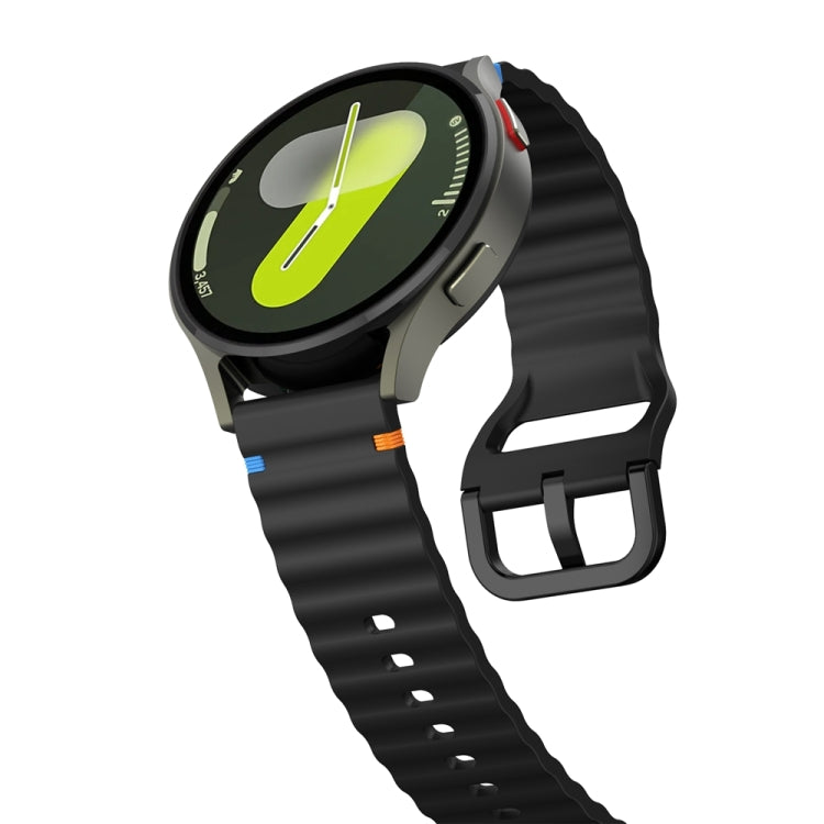 20mm Wave Pattern Stitched Silicone Watch Band